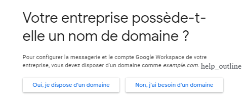 Google Workspace - Demande de nom de domaine 