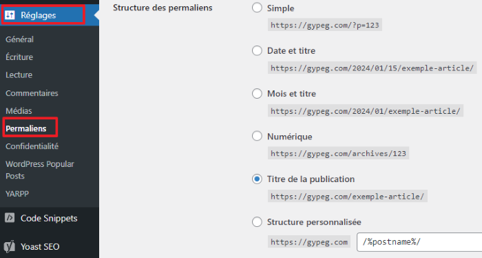 Permalien pour optimiser URL SEO